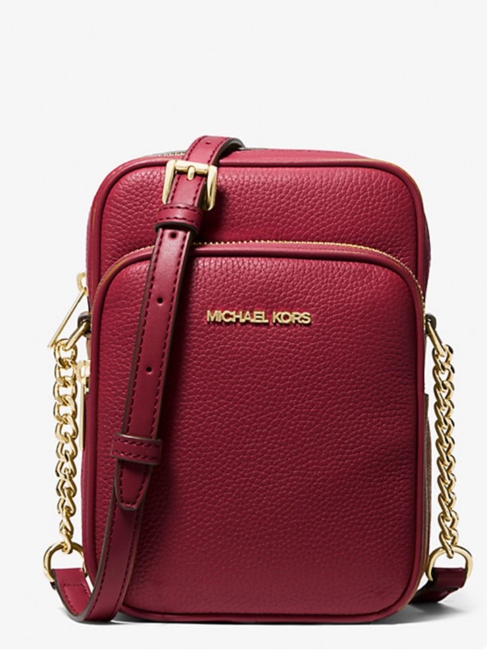 Michael Kors Jet Set Travel Medium Pebbled Leather
Crossbody Bag  cherry - Picture 2 of 14